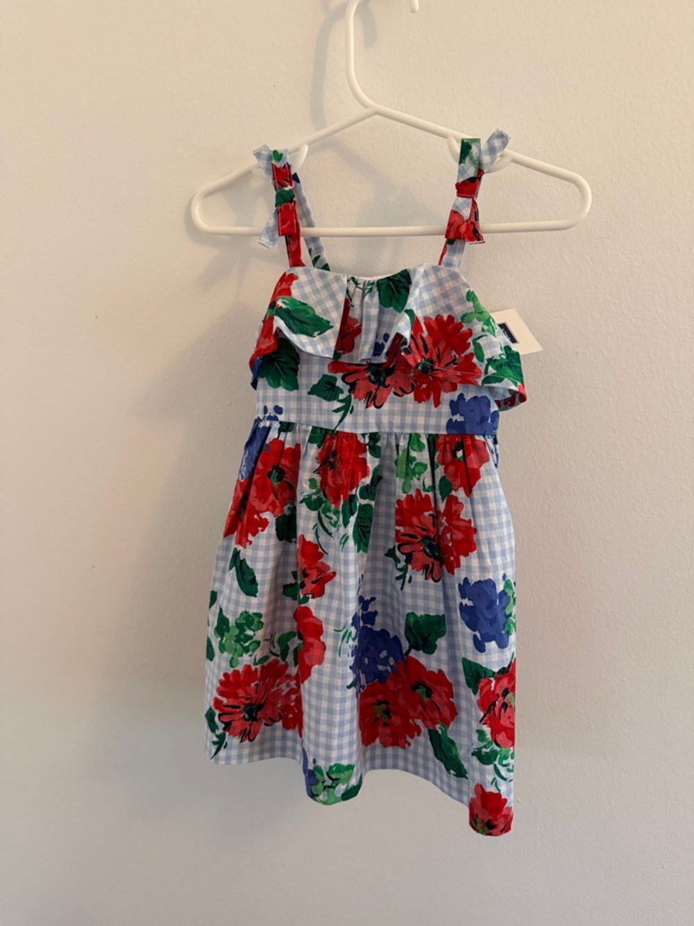 Janie and Jack Floral Ruffle Sundress in Blue, Red & Green